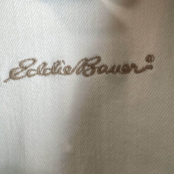 Eddie Bauer Jean Jacket Womens Size L White Button Up Cotton Blend Casual Denim - Picture 4 of 16